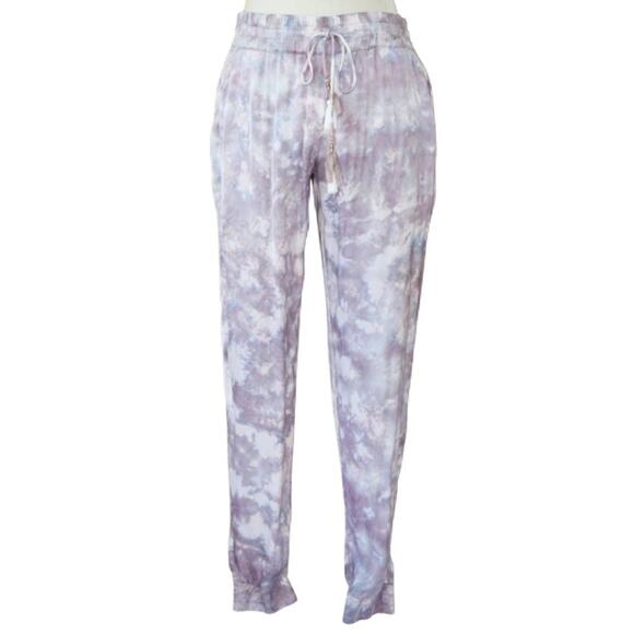 Young Fabulous & Broke Satin Tie Dye Jogger Pants Dusty Lavender - Picture 1 of 12